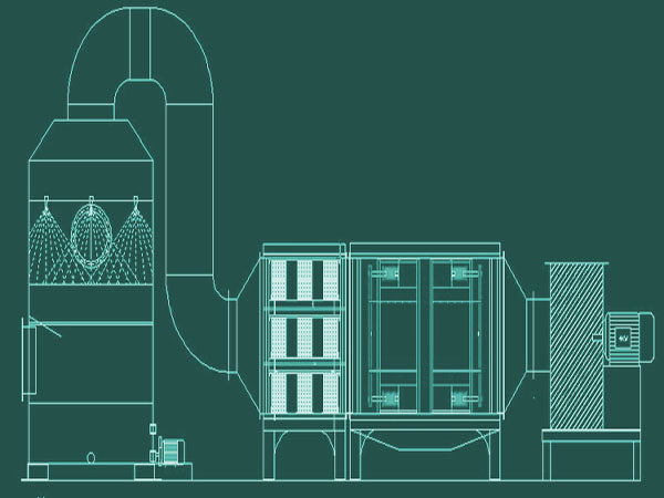 塑料廠廢氣處理設(shè)備工程圖